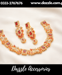 Dazzling golden Red pearl set