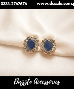 Rhodium plated Blue studs Earring