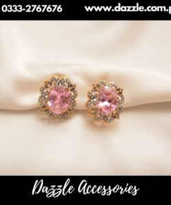Rhodium plated Pink studs