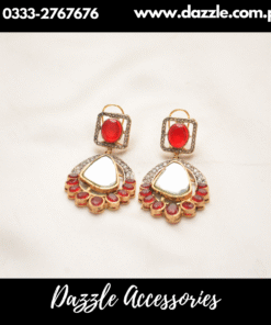 Classic kundan style Red Earrings