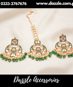 Green Antique Bindiya with Earrings for Mehndi