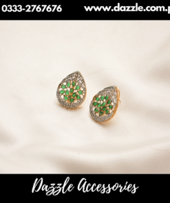 Handcrafted Green Gold Stud Earrings