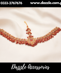 Maroon Gold Matha Patti for Bridal