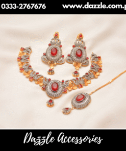 Maroon Gold Plated Bridal Set