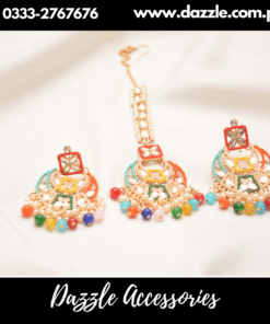 Multi Color Bindiya with Earrings Set