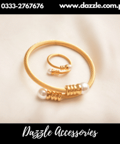 Pearl embeded Golden Bracelet Ring combo