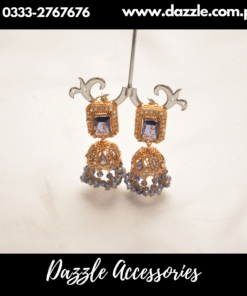 Purple Gold Plated Jhumka Earrings