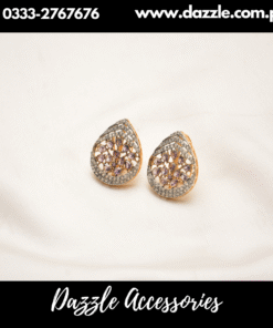 Purple Golden Zirconia Tops Earrings