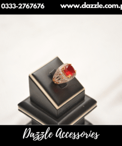 Red Zirconia Stones Ladies Ring Adjustable Size