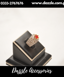 Red Zirconia Stones Ladies Ring Adjustable Size