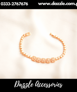 Square zirconia Golden Bracelet