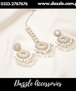 White Bindiya with Earrings Set