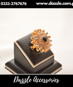 Black Floral Adjustable Ladies Ring