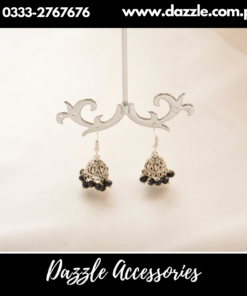 Black Silver Small Jhumki Earrings