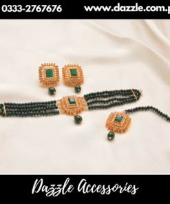 Emerald Green Mehndi Choker with Earrings Bindiya