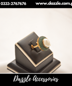 Emerald Green Pearl Adjustable Ladies Ring