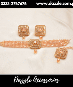 Golden Choker with Tops Earrings and Bindiya