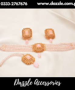 Light Pink Small Choker with Earrings bindiya