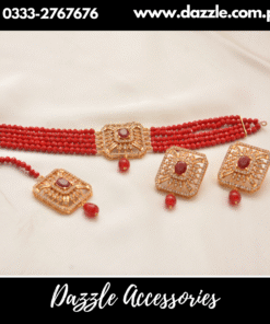 Maroon Choker with Tops and Bindiya