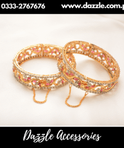 Ruby Gold Plated Zirconia Bangles Set
