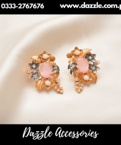 Hand crafted Pink gem Studs