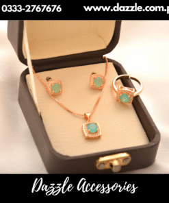 Stunning Zirconia Mint Pendant Set