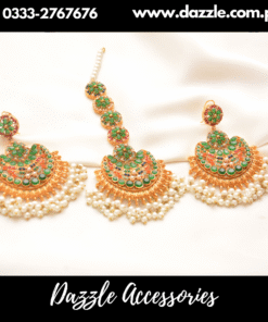 Classy Noratan green multi tikka combo