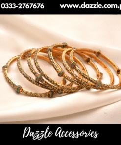 Diva Gold Plated Green Bangles