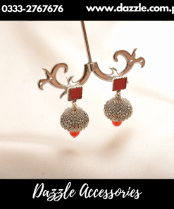 vintage red pearl drop jhumki