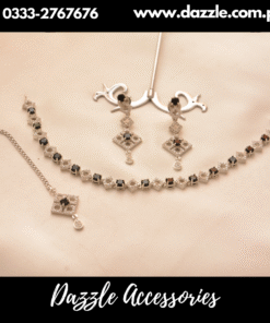 Black Silver Plated Single Line Choker