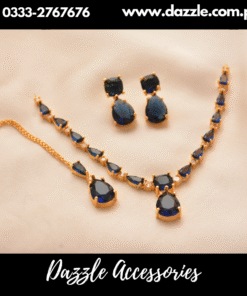 Blue Gold Plated Decent Pendant with Earrings
