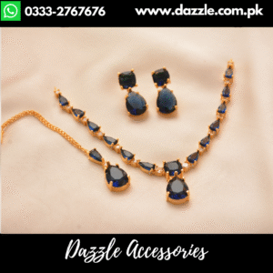 Blue Gold Plated Decent Pendant with Earrings