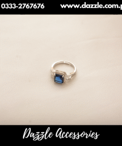 Blue One Stone Silver Plated Girls Ring
