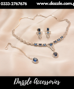 Blue Silver Delicate Pendant with Earrings