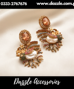 Champagne Bird Style Mother Pearl Turkish Earrings