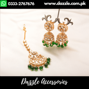 Classy Rajjo Green jhumka bindiya set