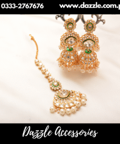 Classy pearl jhumka bindiya set