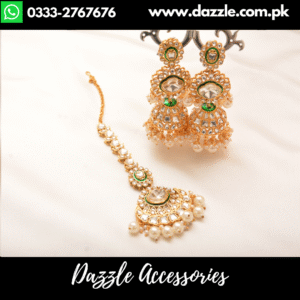 Classy pearl jhumka bindiya set