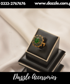Emerald Green Gold Plated Adjustable Ladies Ring