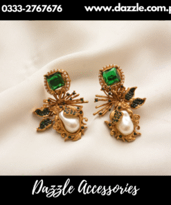 Emerald Green Mother Pearl Turkish Tops Earrings