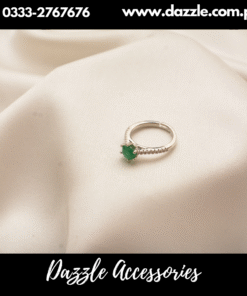 Emerald Green Silver Zirconia Girls Ring