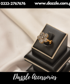 Gold Plated Champagne Floral Adjustable Ring