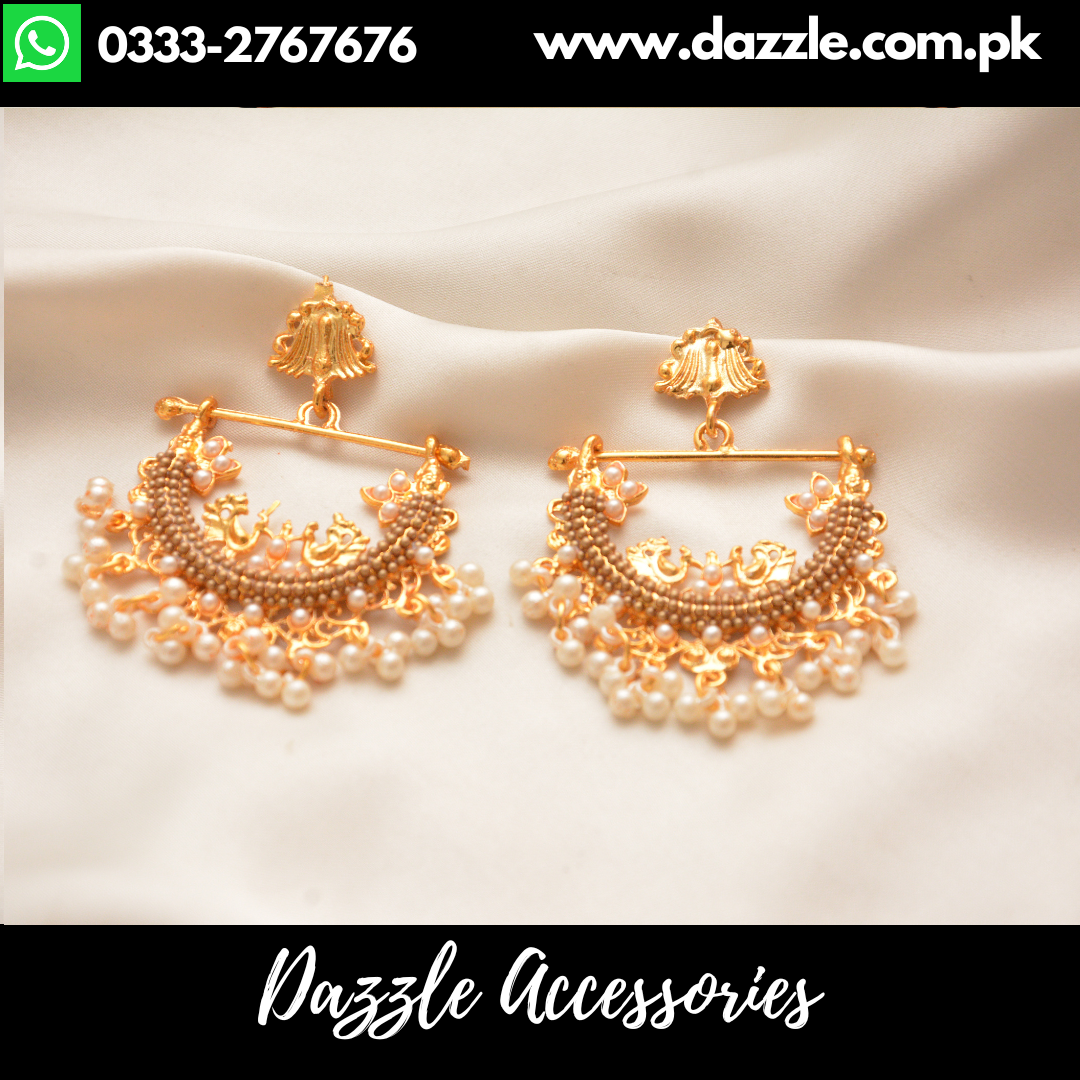 Golden Pearl Unique Baali Earrings