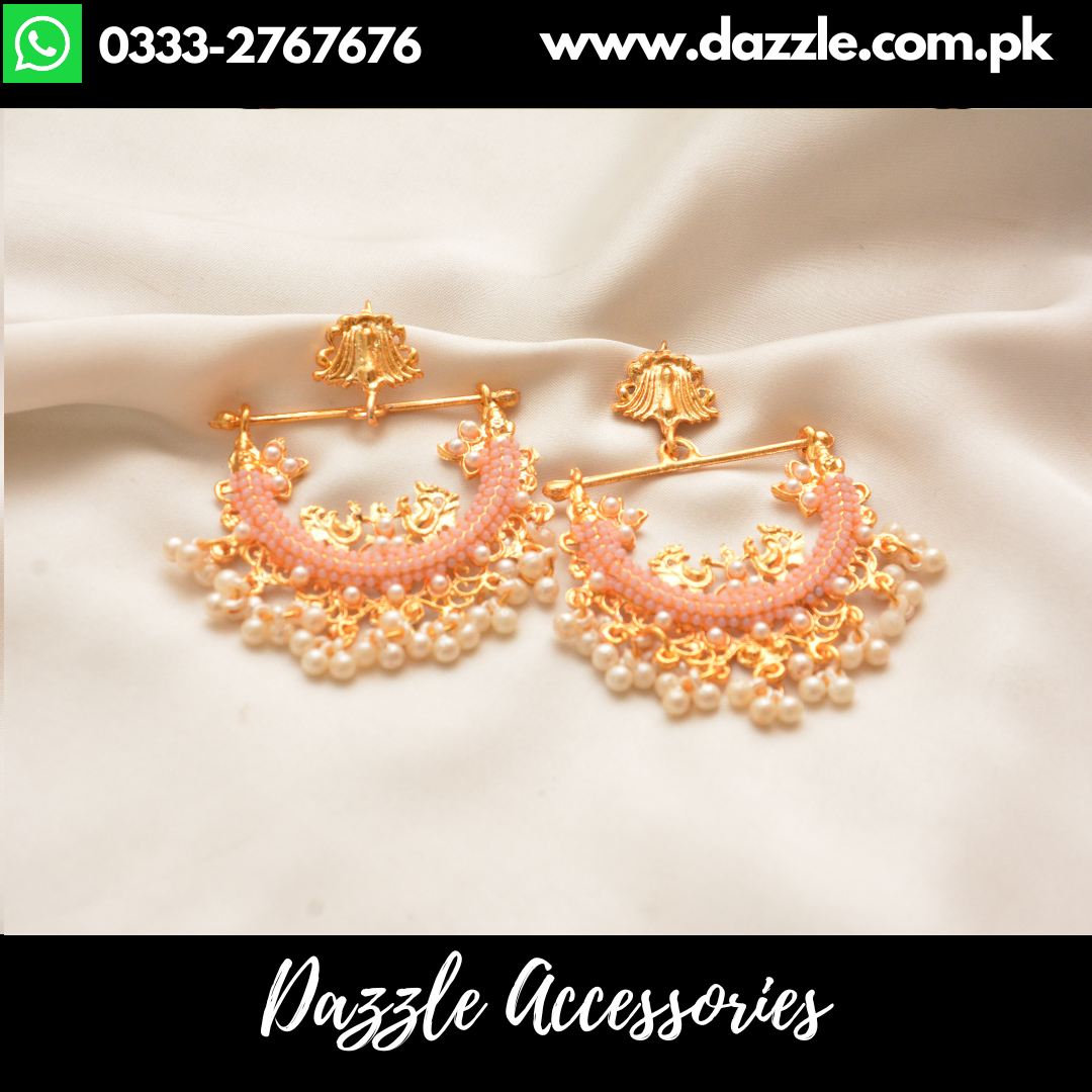 Light Pink Unique Baali Earrings