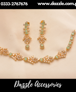 Mint Golden Choker Set with Earrings