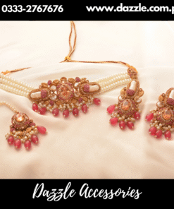 Pearl Embelished Turkish Choker with Earrings and Bindiya