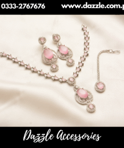 Pink Silver Plated Pendant Set