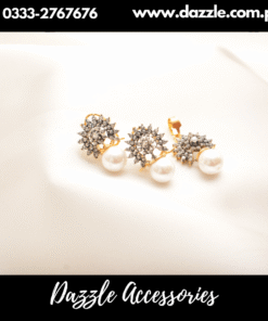 Radiant zirconia Pearl Stud set