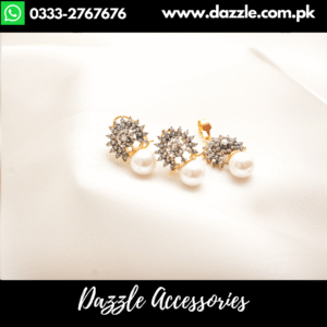 Radiant zirconia pearl stud set