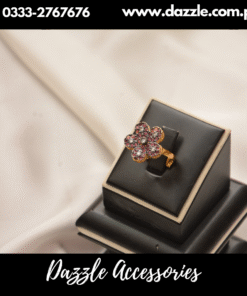 Ruby Maroon Gold Plated Floral Adjustable Ring